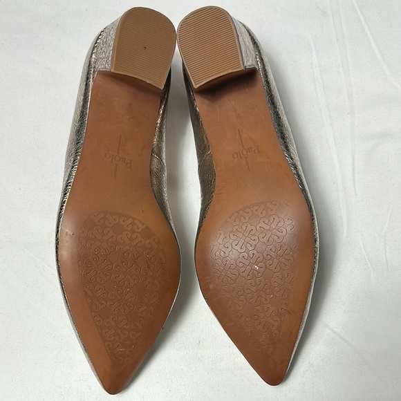 Paolo Gold Metallic Heels Sleek Design with Pointed Toe - Picture 5 of 11